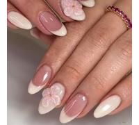 24PCS 3D English Garden Press On Nails - Realistic Peony & Rose Acrylics with Jelly Gel Tabs | Reusable Acrylic for Women & Girls
