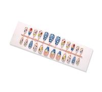 24Pcs 3D Fruit Bows Artificial Nails with Almond Shape Multiple Patterns French Tip False Nails for Women Party Fruit Bend Press on Hoofs