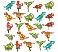 24pcs 3D Mini Dinosaur Foil Balloons,Mini Cute Dinosaur Birthday Party Decorations Kit for Boys Jungle Dino Theme Baby Shower Decor Supplies