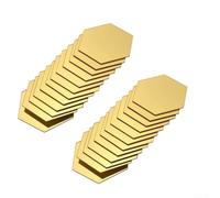 24pcs 3D Mirror Hexagon Vinyl Wall Stickers Removable Decal Set for Home Decoration with High Viscosity and Long Lasting Adhesion (Gold)