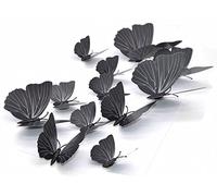 24pcs 3D Wall Stickers Butterfly Removable Decal for Home and Room Decoration Black