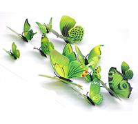 24pcs 3D Wall Stickers Butterfly Removable Decal for Home and Room Decoration Green