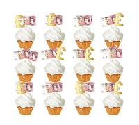 24pcs 50 Pounds Money Theme Cupcake Toppers Pound Symbol Fifty Pound Note Cake Decorations for Birthdays Weddings Bridal Showers Casino Bachelorette Retirement Anniversary Graduations Dessert Decor