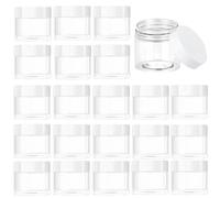 24Pcs 50ml/2oz Clear Plastic Jars, PET Wide-Mouth Plastic Cosmetic Container with Lids Round Clear Pot Jars for Dried Fruit, Nuts, Travel Storage Make Up, Powder, Paint, Jewelry.