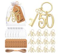 24Pcs 50th Key Bottle Openers Keychain Bulk 50th Birthday Party Favors, 50th Gold Beer Key Chain Ring Bottle Opener 50 Wedding Anniversary Return Gifts Party Decorations or Souvenirs for Guests