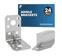 24PCS 53x53x35mm Heavy Duty Angle Brackets, Galvanised L Brackets for Wood, 2mm Thick Metal Corner Brackets, Reinforced Ribbed Right Angle Brackets for Shelves, Furniture, DIY Joint Repair Connector
