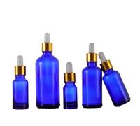24Pcs 5ml 10ml 15ml 20ml 30ml 50ml 100ml Empty Dropper Bottle Refillable Amber Glass Refillable for Essential Oil Aromatherapy Liquid Cosmetic Massage Perfumery (50ML,Blue gold cover)