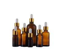 24Pcs 5ml 10ml 15ml 20ml 30ml 50ml 100ml Empty Dropper Bottle Refillable Amber Glass Refillable for Essential Oil Aromatherapy Liquid Cosmetic Massage Perfumery (30ML,Brown gold cover)