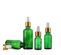 24Pcs 5ml 10ml 15ml 20ml 30ml 50ml 100ml Empty Dropper Bottle Refillable Amber Glass Refillable for Essential Oil Aromatherapy Liquid Cosmetic Massage Perfumery (50ML,Green gold cover)