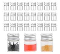 24PCS 5ml Mini Glass Bottles with Screw Caps Empty Transparent Glass Bottles Refillable Cosmetics Container Bottle Small Jars with Lids for DIY Storage Art Craft Decor Makeup Sample Chemicals