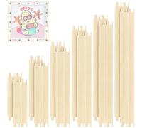 24Pcs 6 Sets Stretcher Bars for Needlework, 6 Sizes Wooden Canvas Splicing Stretcher Bars with 100 Thumb Tacks for Needlepoint Embroidery Stitch Frame Crafts Art Set Bundle with Crafts