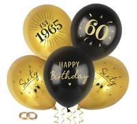 24pcs 60th Birthday Balloons Black Gold 60th Happy Birthday Decorations for Men Women Sixty with Ribbon for Party Decorations (60th)