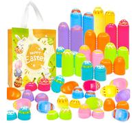 24Pcs 8×6cm Painted Jumbo Large Iridescent Easter Eggs for Kids Basket Bag Stuffers Fillers with 1pc Easter Hunt Game Non-Woven Bag, Toys Filling Treats and Easter Theme Party Favour