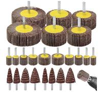 24PCS 80 Grit Sanding Flap Wheels Abrasive Flap Wheel Set Polishing Disc Sanding Heads with 6mm Shank, Rotary Tool for Wood Steel Deburring, Remove Rusta, Weld Burr, Grinding