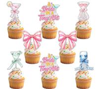 24Pcs A Bride In A Tiny Bit Cupcake Toppers - Glitter A Bride In A Tiny Bit Party Decorations for Birthday Party Cake Décor
