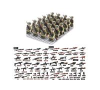 (24pcs-A+Weapon Pack) World War II British German French American Eighth Route Army Desert Military Soldier Weapon Pack Minifigures Kids Toys Gifts Fit Lego