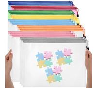 24pcs A3 Mesh Zipper Pouch Bags, 17x12 Inches Large Zipper Pouches, Reusable Waterproof Mesh Zippered Pouch Bags for Office Supplies Organization Puzzles and Games Board Game Organizing 8 Colors