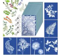 24Pcs A5 Cyanotype Paper Kit, 5.8 x 8.3 In Sun Print Paper Solar Drawing Papers with Acrylic Panel & 4 Clips, High Sensitive Nature Print for Craft Project Supplies, Solar Drawing Kits for Kids Adults