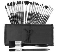 24PCS Acrylic Paint Brushes Set - Professional Synthetic Hair for Artists - Flat,Round,Filbert, Fan,Angle,Rigger,Dagger & Cat Tongue Shapes - Ideal for Acrylic Painting,Canvas & Detail Work