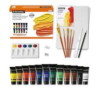 24pcs Acrylic Paint Set,Including 12 x 22 ml Rich Pigmented Acrylic Paints,5 Brushes & Ergonomic Tools for Comfortable Use,All-in-One Art Supplies for Beginners,hobbyists,Artists & Classroom Projects
