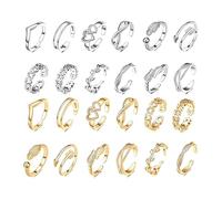 24Pcs Adjustable Toe Rings for Women Open Toe Rings Set, Adjustable Toe Ring for Women Summer Beach, Friendship Gifts for Ladies Girls, Simpl Knuckle Ring Foot Ring for Various Parties Everyday Wear