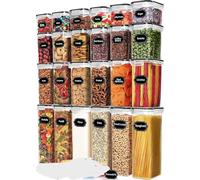 24Pcs Airtight Food Storage Container, 4 Size Plastic Cereal Storage Container BPA Free Clear Pantry Canister with Lids for Flour Sugar Rice Dry Food