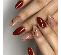 24pcs Almond Acrylic Nails Glossy Full Covers False Nails With Glittering Designs Stick On For Fashion Art False Nail