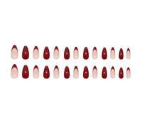 24Pcs Almond Fake Nails Press On Artificial False Glues On Gradients Designs French Tips Stick On Fake Nail