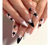 24Pcs Almond Fake Nails Press On Nails Artificial Acrylic Nails False Nails Glues On Nails Designs French Nails Tips