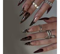 24Pcs Almond Fake Nails Press On Nails Artificial Nails False Nails Glues On Nails Leopards Designs French Nails Tips