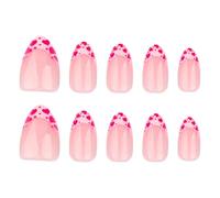 24Pcs Almond Fake Nails Press On Nails Artificial Nails False Nails Glues On Nails Valentine Designs French Nails Tips