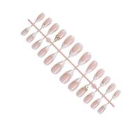 24PCS Almond False Nails, White Pearl French Tip with Gold Bow, Short Press-On Nails in 12 Sizes, Full Cover Ballerina Acrylic Nail Kit with Nail File & Jelly Gel