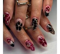 24pcs Almond Press On Nail Flash Fake Nail Acrylic Fake Nails Artificial Nails