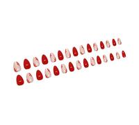 24Pcs Almond Press On Nails Flower Designs French Fake Nails Acrylic False Nails Artificial Nails Glues On Nails Womens