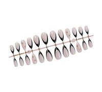 24pcs Almond Press On Nails French Tip False With Glossy Finish And Star Designs Stick On For Party Or Daily Nail Decoration
