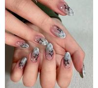 24Pcs Almond Press On Nails Gradients French Fake Nails Acrylic False Nails Artificial Nails Glues On Nails For Women