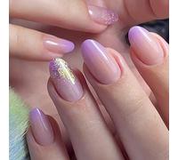 24Pcs Almond Press On Nails Gradients French Fake Nails Acrylic False Nails Artificial Nails Glues On Nails For Women