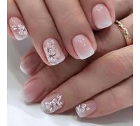 24PCS Almond Press on Nails with Small Flower Design, Medium Length Floral Fake Nails for Women, Spring and Summer Style Reusable Stick On Set, Perfect for Elegant and Stylish Manicures