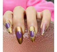 24pcs Almond Shape Press On Full Covers Stick On With 3D Patterns Manicure Accesories for Women