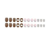 24PCS Animal Print Geometric Design Fake Nails with Star Patterns Coffee Color Artificial Nails for Daily Wear Coquettes Star Nail Stickers