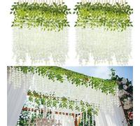 24Pcs Artificial Fake Hanging Silk Flowers Wisteria Vine Plant Garden Home Decor