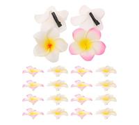 24pcs Artificial Frangipani Hair Clips Eva Metal Flower Clips