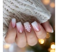 24PCS Artificial Nails Snowflake Glitters Patterned Durability ABS Build For Christmas Event And Daily Wear ABS Fake Nail