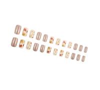 24pcs Autumn Maple Leaves Press On Nails Short Square Artificial Stick On For Thanksgiving Party Maple Leaf Nails