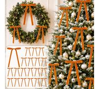 24pcs Autumn Velvet Ribbon Bows for Thanksgiving Christmas Tree Decorations | Pre-tied Orange Bows Ornaments for Tree Fall Pumpkin Baby Shower Xmas Party Holiday Gift Wrapping Front Door Wreath Decor