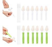 24pcs Baby Bottle Nipple Brush Set, 12pcs Sponge Nipple Cleaner Head with 6 Handle & 6pcs Straw Cleaning Brush Detachable Bottle Brush for Baby Food Feeder