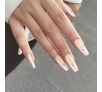 24Pcs Ballerinas Coffin Fake Nails Press On Artificial False Glues On Designs French Tips Ballerinas Coffin Fake Nail