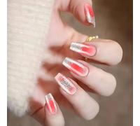 24Pcs Ballerinas Coffin Fake Nails Press On Artificial False Glues On Designs French Tips Ballerinas Coffin Fake Nail