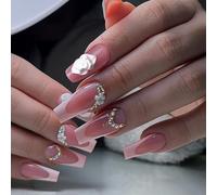 24Pcs Ballerinas Coffin Fake Nails Press On Artificial False Glues On Designs French Tips Design False Nail