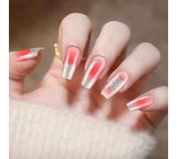 24Pcs Ballerinas Coffin Fake Nails Press On Nails Artificial False Glues On Designs French Tips Stick Fake Nail